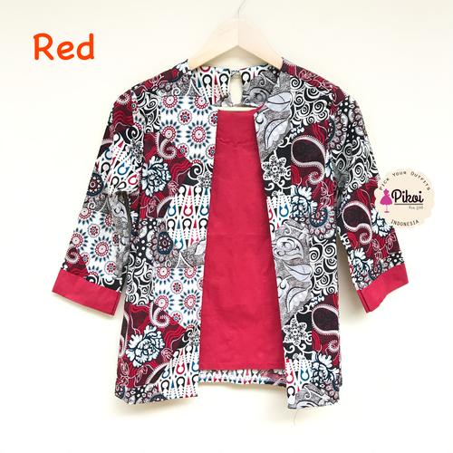 Foto Produk Batik Wanita Modern Murah / Batik Ikat / Dua Model / Blus Batik Kerja - RED (2202) dari Pikoi_id