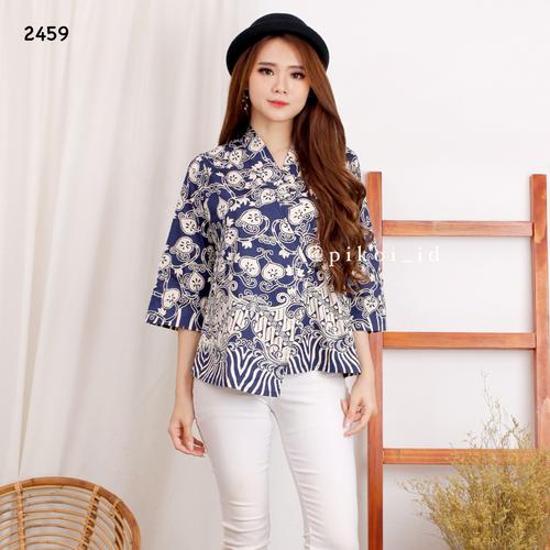Foto Produk Blouse kimono batik / baju batik modern / atasan batik wanita / kantor - NAVY dari Pikoi_id