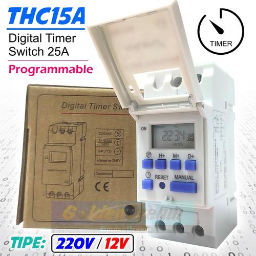 Jual THC15A Digital Timer Switch Programmable Time LCD Power Relay ...