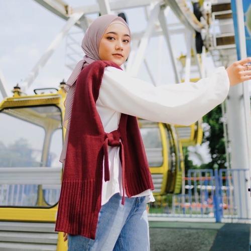 Gambar ANDIN VEST KNIT / ROMPI RAJUT TALI WANITA / ROMPI WANITA TERBARU - MAROON dari GrosirPakaianRajut Kota Bandung Tokopedia