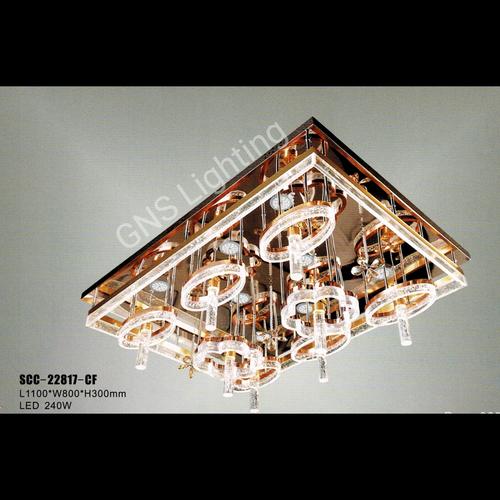 Jual Lampu plafon kristal modern LED rectangular, kristal oval 3 warna ...