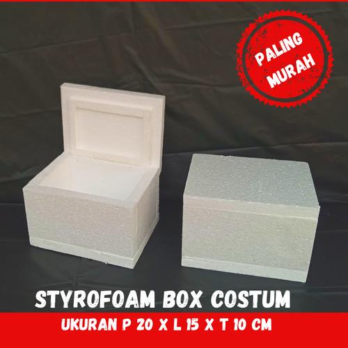 Jual styrofoam box kecil custom box rakitan ukuran 20 x15 x 14 cm