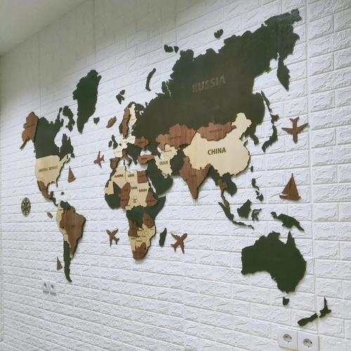 Jual World Map Decor / Hiasan Dinding Peta Dunia Kayu Layer Custom ...