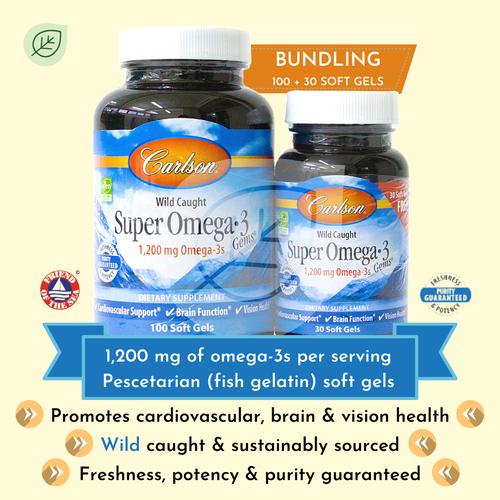Jual Carlson Wild-Caught Norwegian Super Omega-3 1200 mg with EPA and DHA -  Jakarta Utara - Organic Care Co | Tokopedia