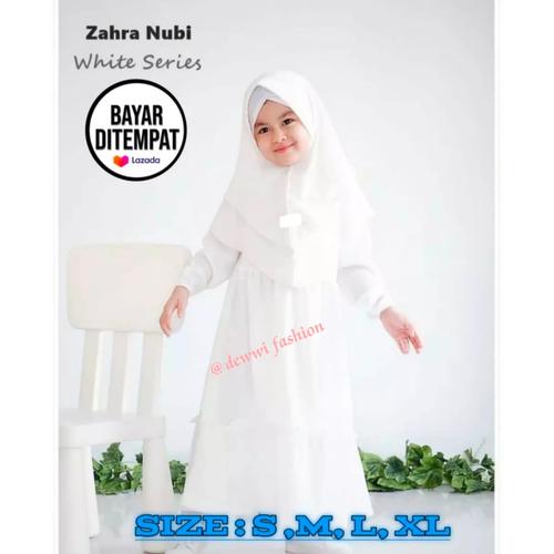 Foto Produk Baju Muslim Gamis Anak Putih Polos Manasik Gamis Anak Terbaru 2021 - Putih, S dari kahfy_store