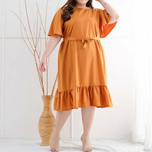 Jual Dress Midi Ruffle Mermaid Ribbon 