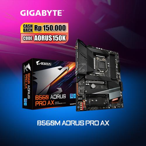 Foto Produk Gigabyte Motherboard B560M Aorus Pro AX Socket LGA1200 Micro ATX DDR4 dari Myclub