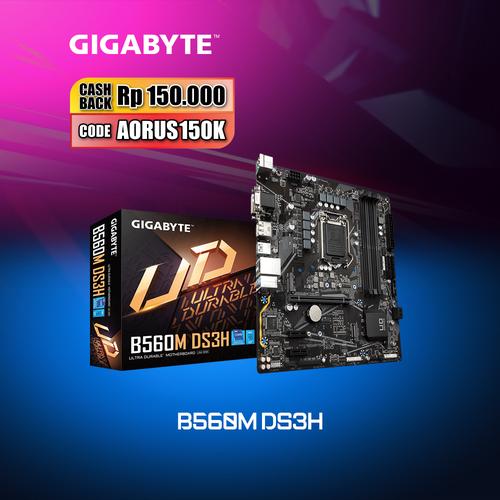 Foto Produk Gigabyte Motherboard B560M DS3H Socket LGA1200 4 x DDR4 Micro ATX dari Myclub