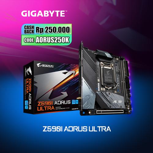 Foto Produk Gigabyte Motherboard Z590i Aorus Ultra LGA1200 Mini-ITX 2 x DDR4 dari Myclub