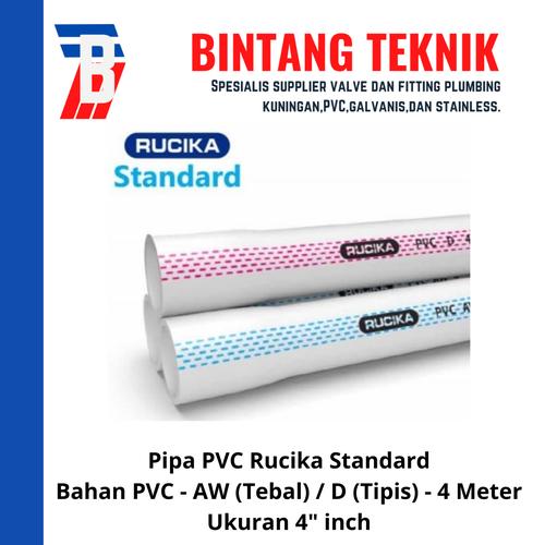 Jual Pipa PVC Rucika Putih 4" inch 4 Meter AW (Tebal) Jakarta Barat