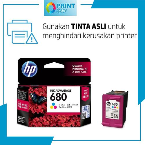 Foto Produk TINTA PRINTER HP 680 INK CARTRIDGE ORIGINAL 100% BLACK COLOR 2135 3637 - TRI-COLOUR dari PRINTCOMP