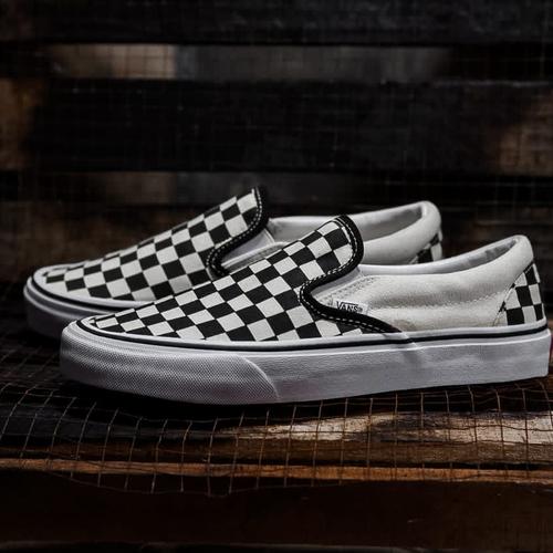 black white vans checkered