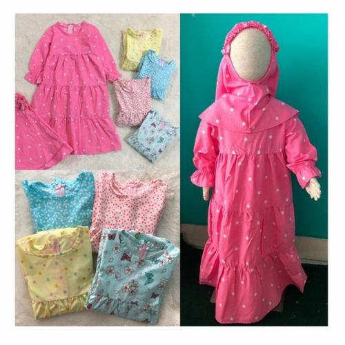 Foto Produk Gamis Hijab Baju Muslim Blanjuran Anak Perempuan 1 2 3 4 5 6 Tahun New - Random, 1 tahun dari niagaid