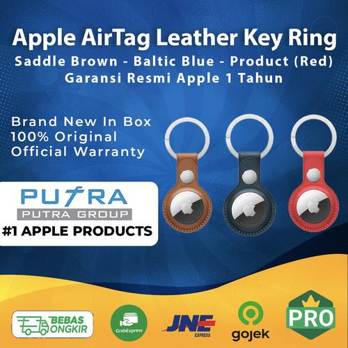 Foto Produk Apple AirTag Leather Key Ring Air Tag Air Tags AirTags Blue Brown Red - With AirTag, Tanpa Casing dari Putra Group