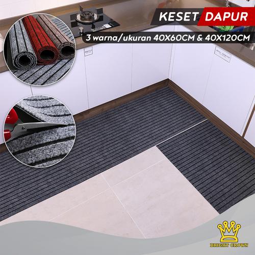 Gambar Bright Crown 2in1 Keset Dapur Premium Motif Garis Karet PVC AntiSlip - Merah, 40X60CM dari Bright Crown Official Kab. Tangerang Tokopedia
