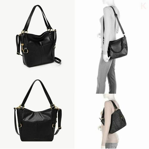 tas fossil sam shopper black leather 