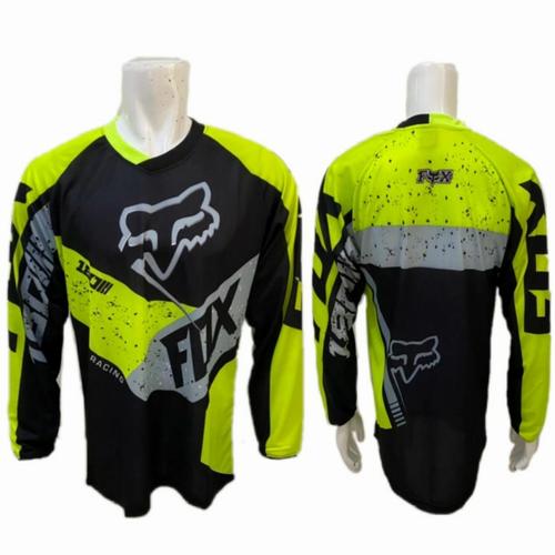 Foto Produk Kaos Jersey Sepeda Gowes Motor Cross Downhill Thor Panjang C080 Cros - Black-Fluo, L dari Ayung Sportindo Malang