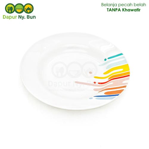 Foto Produk Piring Makan Motif RAINBOW / Ukuran 23cm / Piring Besar dari Dapur Ny.Bun