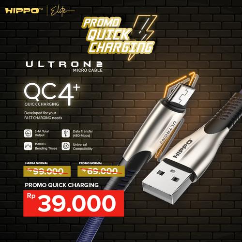 Foto Produk Hippo Elite Ultron 2 Micro USB Port Cable 100 cm (For Android) - Merah dari Hippo Elite