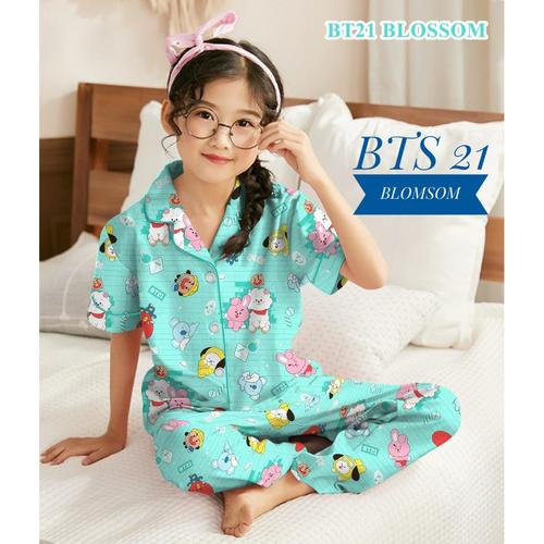 Foto Produk Baju Tidur Piyama Anak Perempuan 3-10 tahun/ Motip Terbaru BTS 21 - BTS tosca, S ( 3-4 tahun) dari ciahawshop