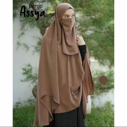Gambar khimar syari jilbab assya jumbo bergo lengan - capucino dari husnahijaber Kab. Bandung Tokopedia