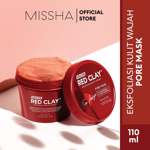 Foto Produk MISSHA AMAZON RED CLAY PORE MASK - masker (110ml) BONUS KUAS MASKER dari Missha Indonesia