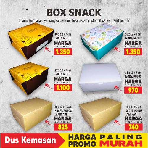 Foto Produk Box Snack, Dus Snack, Box Kue uk 12x16x7 cm Foodgrade cetak Full Color - 15KRAFT LAM dari Dus Kemasan