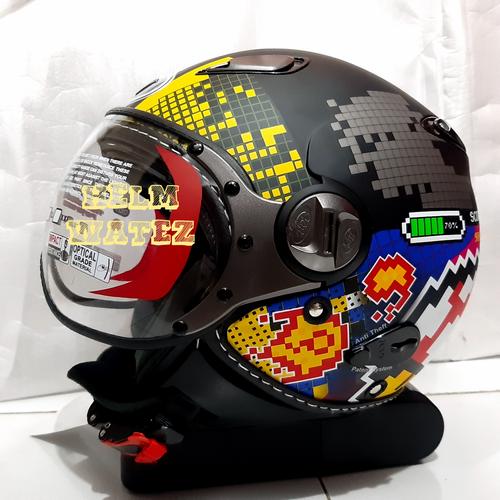 HELM KYT ELSICO RETRO MOTIF 7 HITAM DOP 