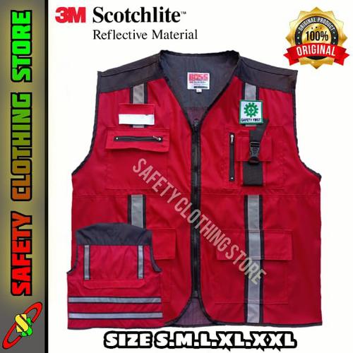 Jual ROMPI SAFETY VEST HSE MERAH HITAM ROMPI SAFETYJAPAN DRILL 3M