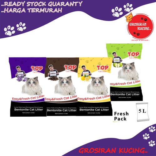 Jual Pasir Kucing Gumpal Wangi TOP Cat Litter Bentonite 5L Only Grab