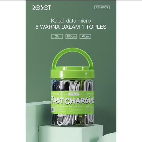 Foto Produk Kabel data ROBOT RBM100 micro usb 2A 100cm / kabel data bulat robot dari star88