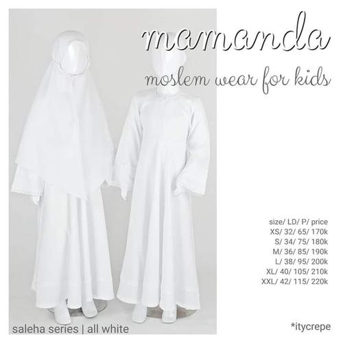 Gambar Gamis Anak All White set Jilbab Saleha Series by Mamanda dari Kedai Berkah (Moslem Kids Online Shop) Kota Surabaya Tokopedia