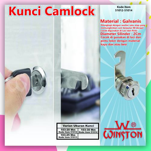 Foto Produk Kunci Kait Laci Lemari Loker Camlock Cam Lock Winston / 51012-13-14 - 103-20 mm dari WINSTON-OK OFFICIAL STORE