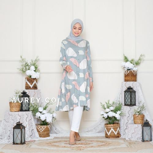 Foto Produk Tunik panjang Shaila katun rayon atasan muslim tunik - LT SALT EGGS, B Ld 110cm dari AUREY BATIK