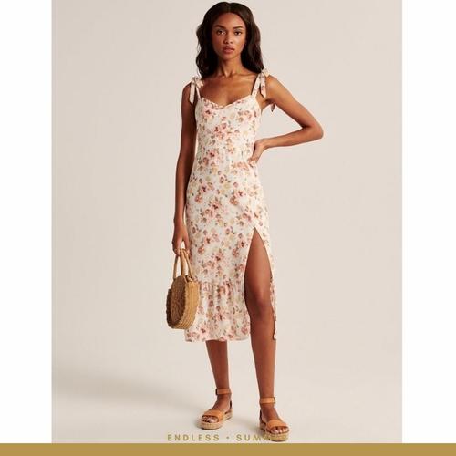 Jual White Pink Flowers Long Dress 