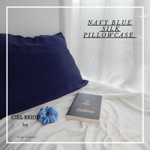navy blue silk pillowcase