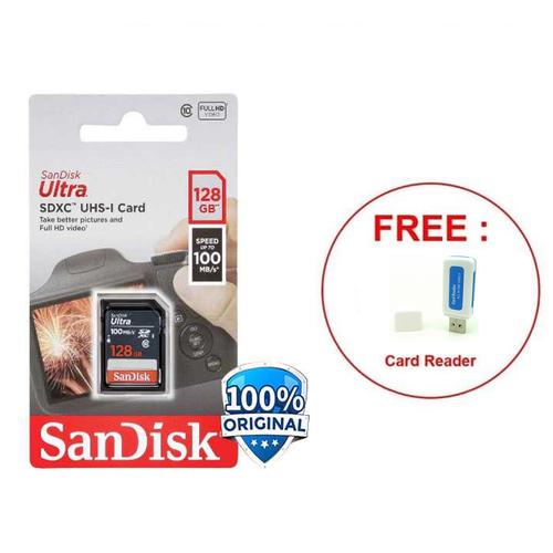 Jual Sandisk SD Ultra Memory Card Kamera 128GB 100MBS Canon Nikon