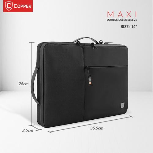 Foto Produk COPPER Maxi Double Layer Sleeve 14" & 15.6"/Tas Laptop Maxi Waterproof - 14", Hitam dari Copper Indonesia
