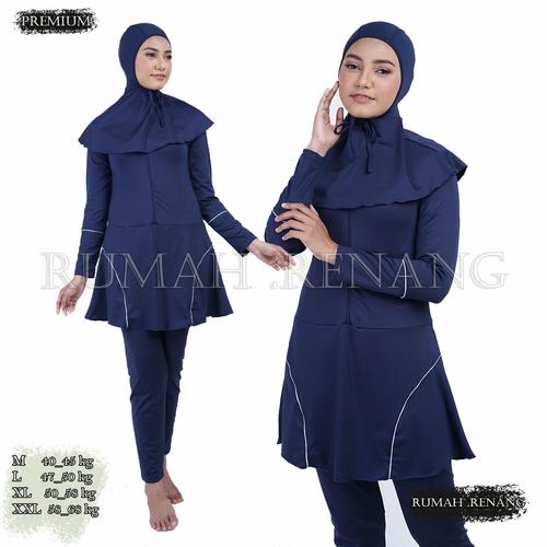 Foto Produk Baju renang muslimah/Dewasa/remaja/pakaian renang muslim/cewek - LISTANGAN BIRU, M dari Rumah Renang
