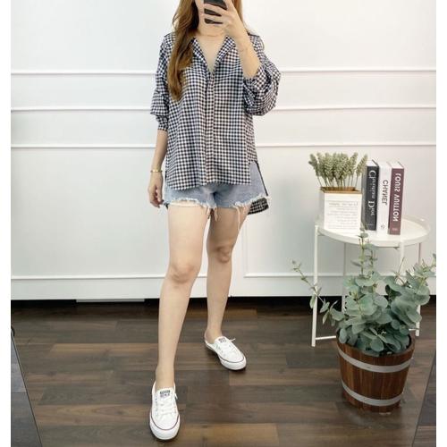 Jual Back Button Oversized Shirt Black 