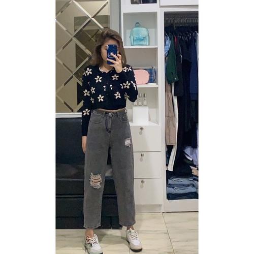 Nico Ripped Boyfriend Jeans - Black, XL 