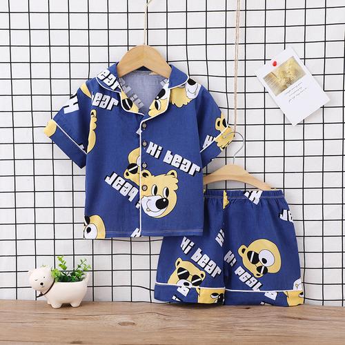 Foto Produk Baju tidur anak laki laki / piyama anak perempuan / kerah halus -PJ016 - Navy Bear, 100 dari jktumbrella