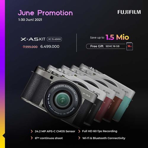 Foto Produk Fujifilm XA5 X-A5 Kit XC 15-45mm Garansi Resmi Fujifilm Indonesia dari taskamera-id