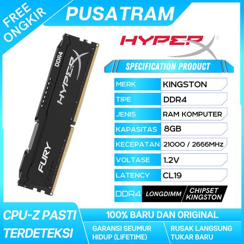 Jual RAM KINGSTON HYPERX FURY DDR4 8GB 