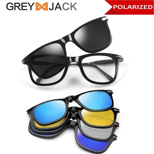 Foto Produk Grey Jack/Kacamata Clip on 5in1 lensa polarized TR90 unisex 1201 - BLACK GLOSSY dari Grey Jack