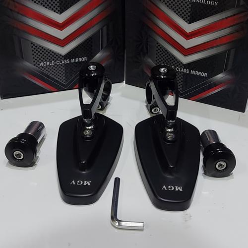 Foto Produk Spion Jalu Lipat Bar End Oval Cnc Universal - Hitam dari wolesshop2