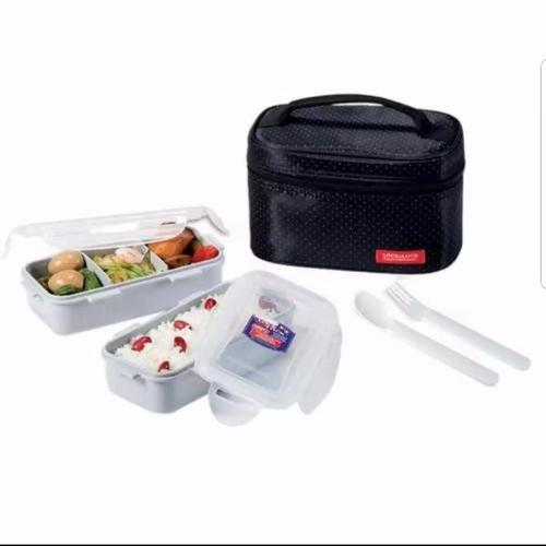 Foto Produk Promo Lock&Lock Lock n Lock Lunch Box Set 3 in 1 HPL764 Bag - Hitam 2 Pcs Set dari Baby Ananta