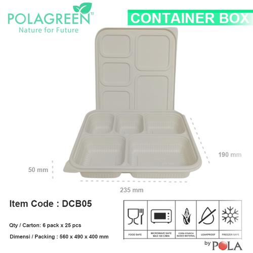 Gambar CONTAINER BOX SEKAT DCB05 + TUTUP ( BAHAN EKSTRAK JAGUNG )- 25 pcs dari PT Pola Paperindo Jakarta Barat Tokopedia