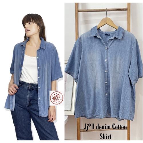 Jual JJ Women Denim Cotton Shirt Kemeja 