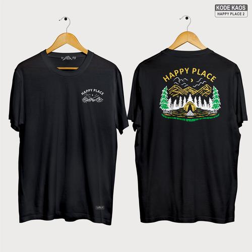 Foto Produk HAPPY PLACE 2 kaos gunung kaos outdoor baju pendaki - Hitam, S dari adventurecloth